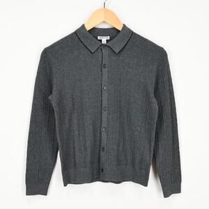 J.Crew Crewcuts Kids Tipped Cotton Cardigan Sweater Polo Gray Size L 10-11 NWT